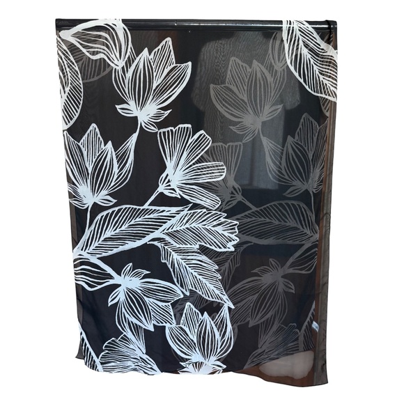 Calvin Klein Black&White Floral Sheer Oversized Long Scarf - Picture 4 of 10